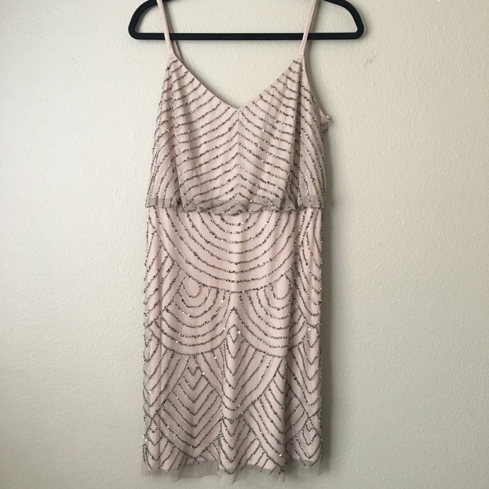 Adrianna Papell Sequin Blouson (Art Deco) Dress